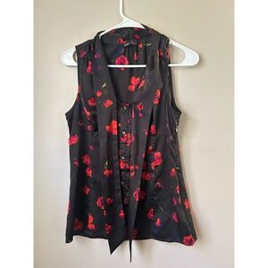 Y2K Express Black Floral Sleeveless  Top‎ Women's Size S Romantic Feminine Glam
